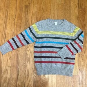 Gap Gray Multi Colored Stripe Knit Crew Sweater